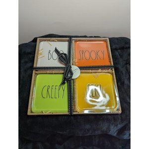 Rae Dunn Halloween Spooky Coaster Set Boo Creepy Spooky Eek